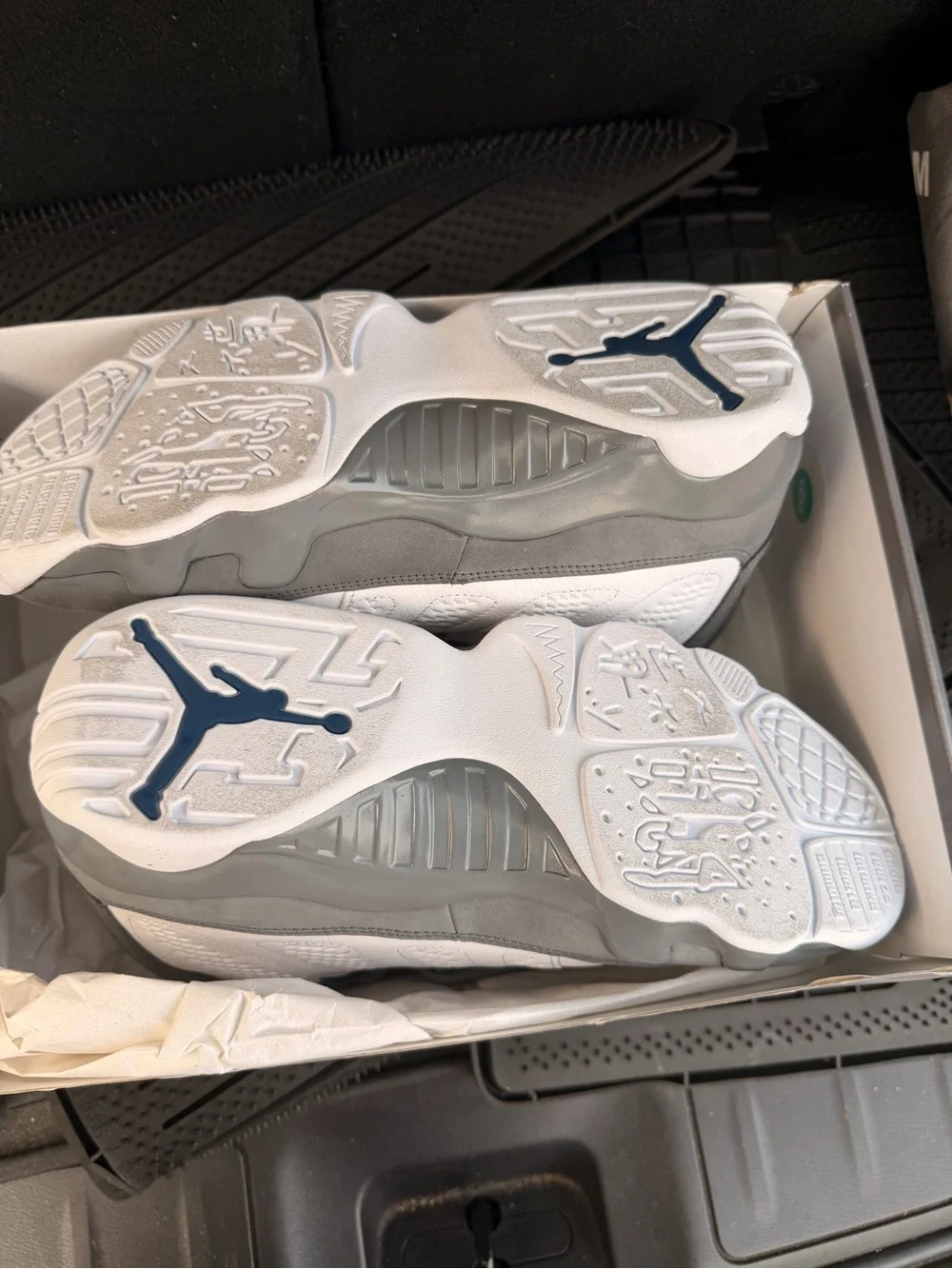 Men's Gray and White Jordan 9 Basketball Shoes